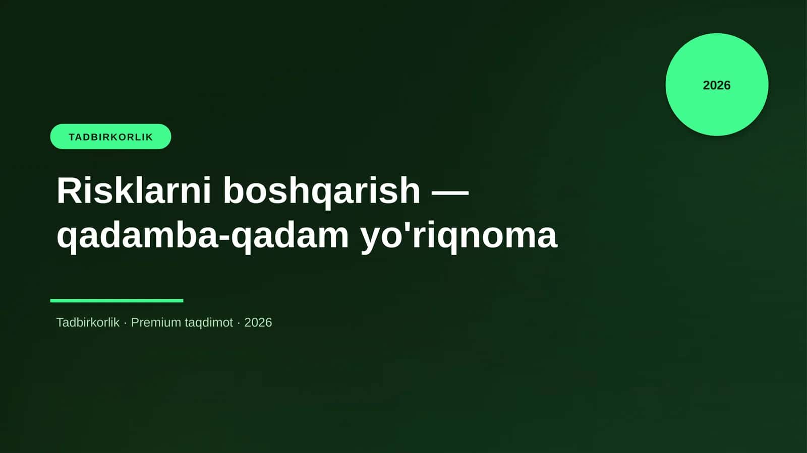 Risklarni boshqarish — qadamba-qadam yo'riqnoma 1