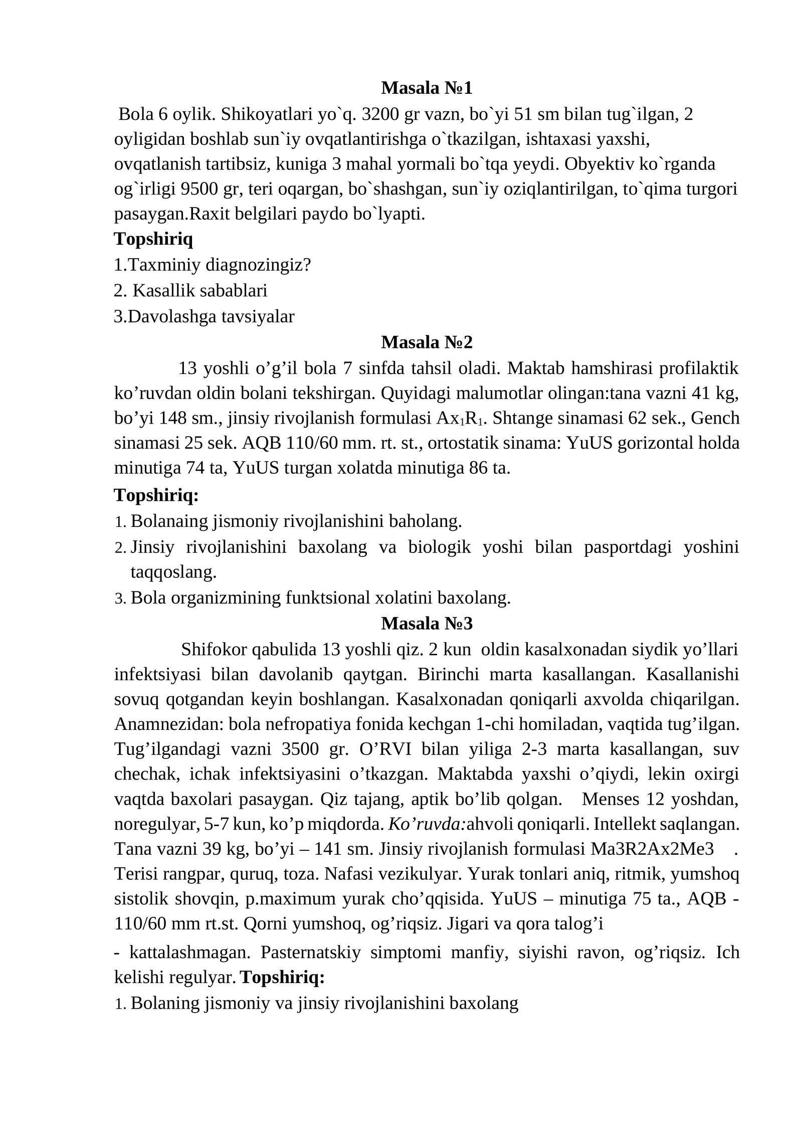 vaziyatli masala tibbiyot 1