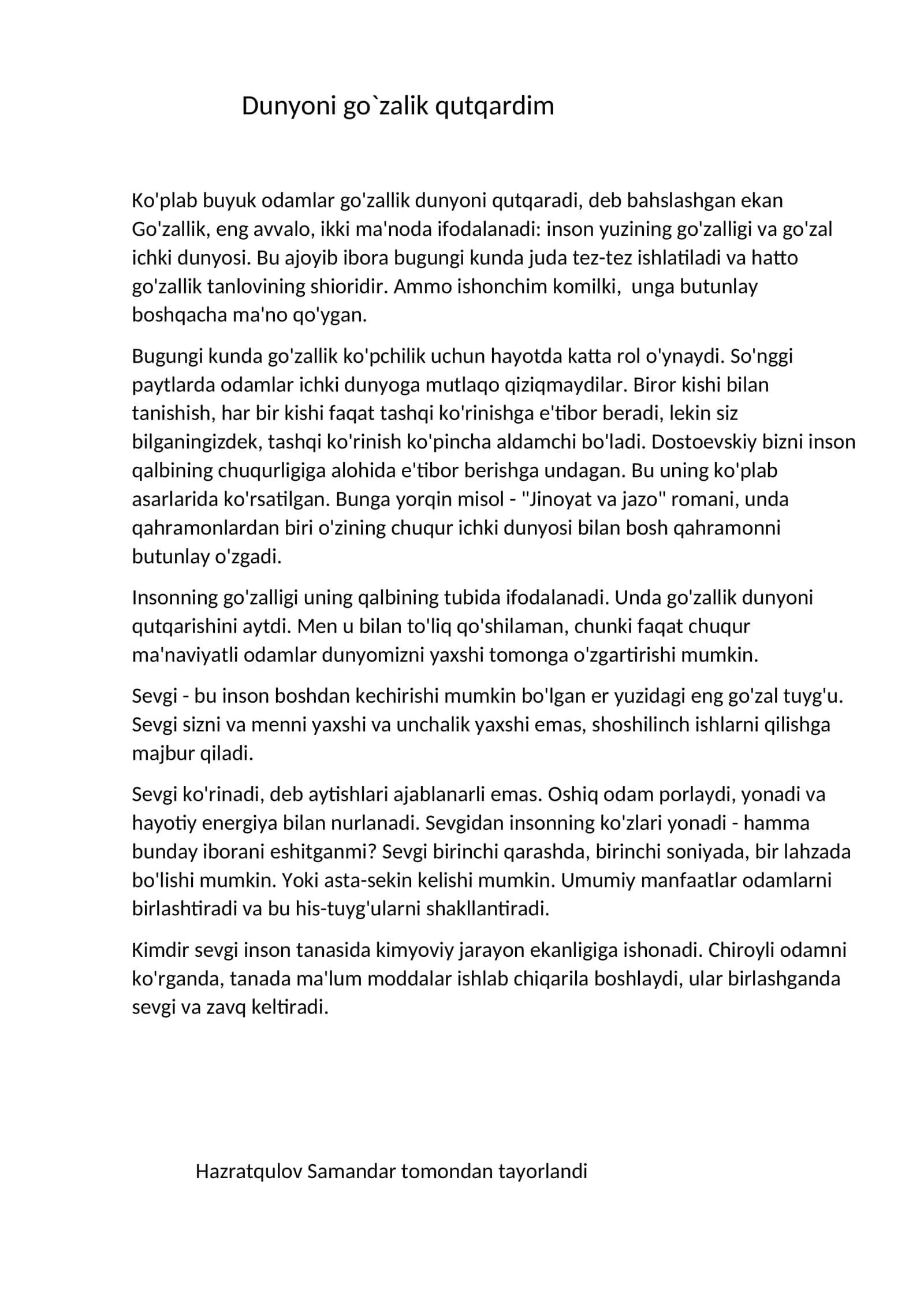 Dunyoni go`zalik qutqardim 1