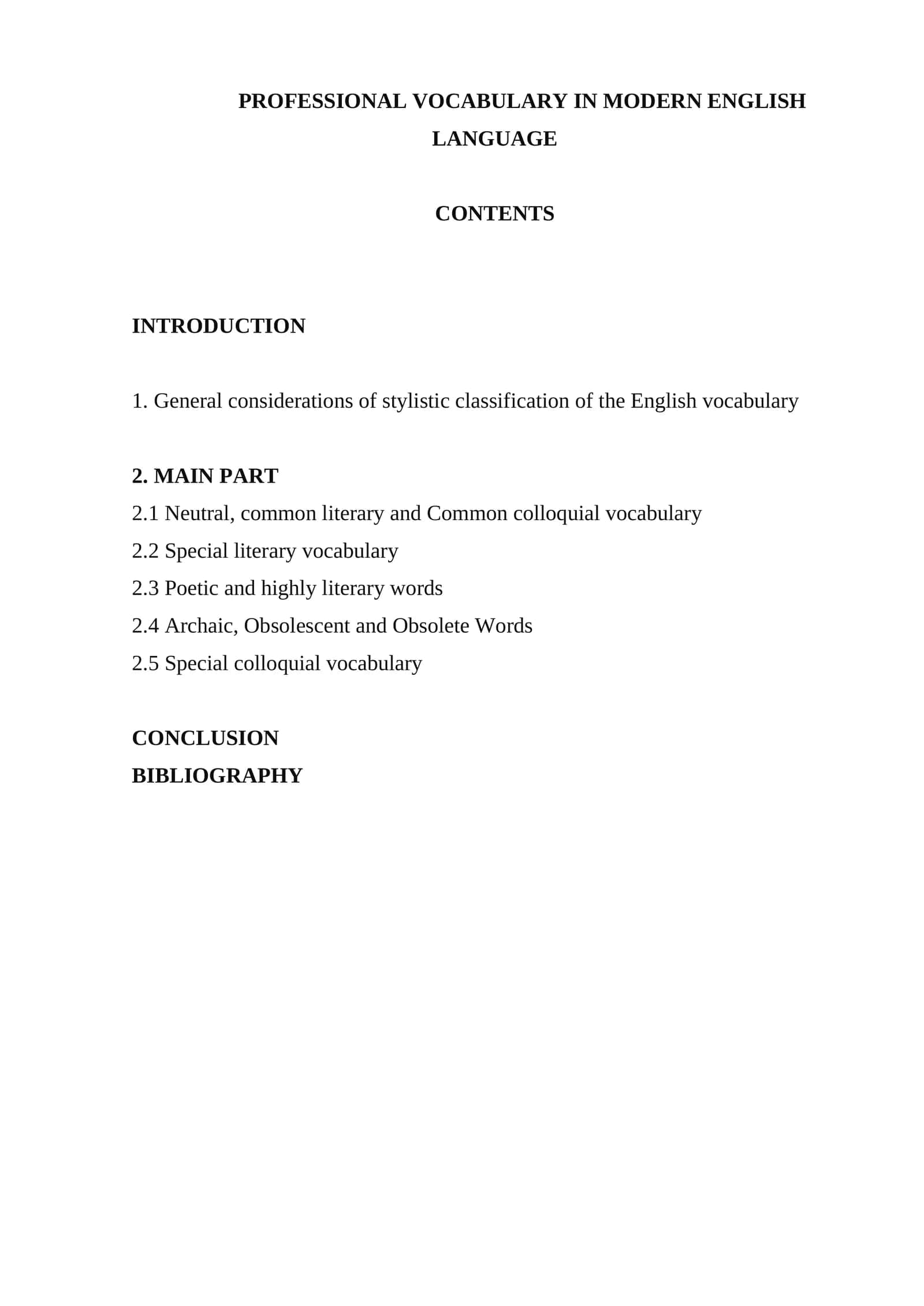 PROFESSIONAL VOCABULARY IN MODERN ENGLISH LANGUAGE 1