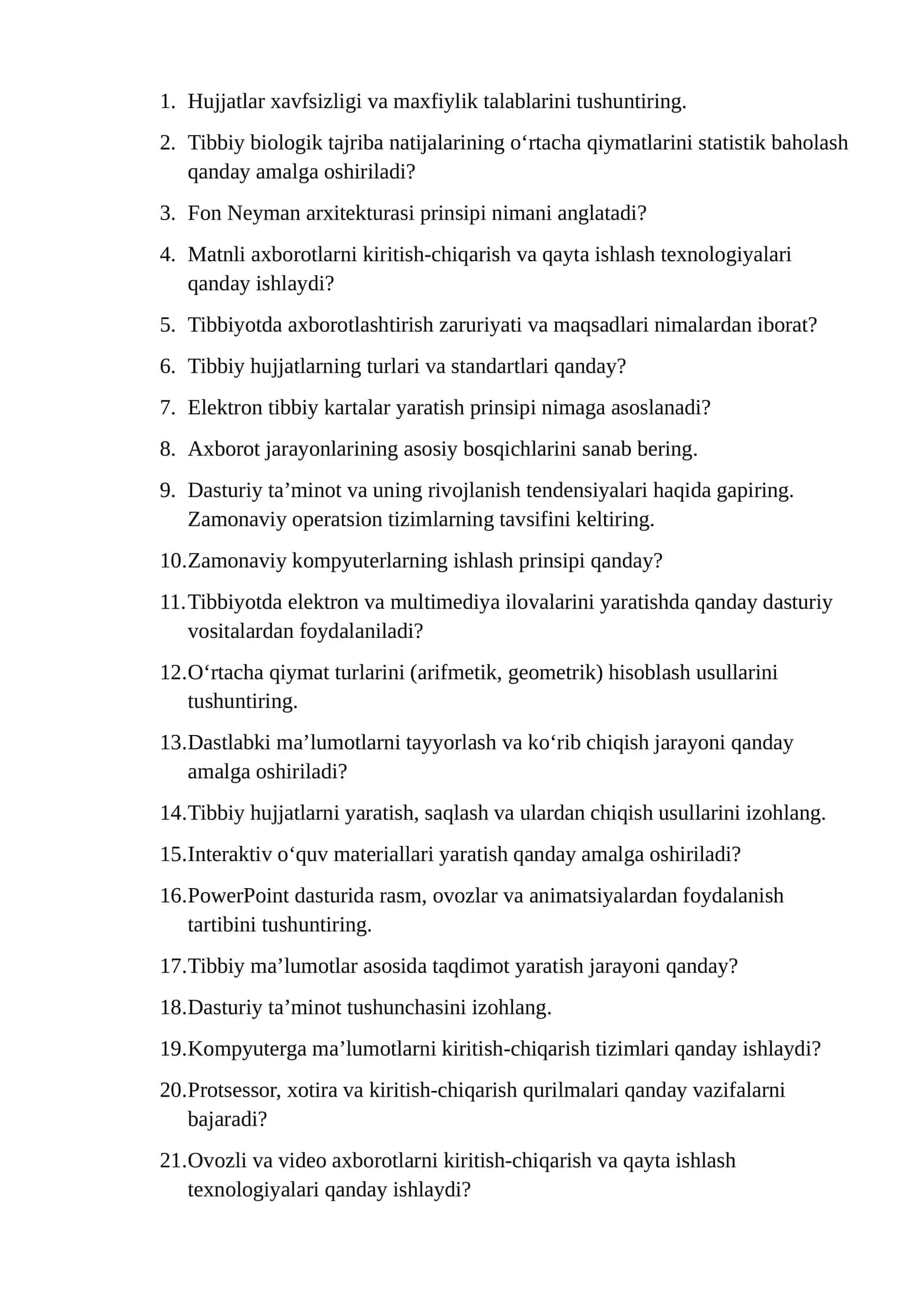 Tibbiyotda axborotlashtirish zaruriyati va maqsadlari 1