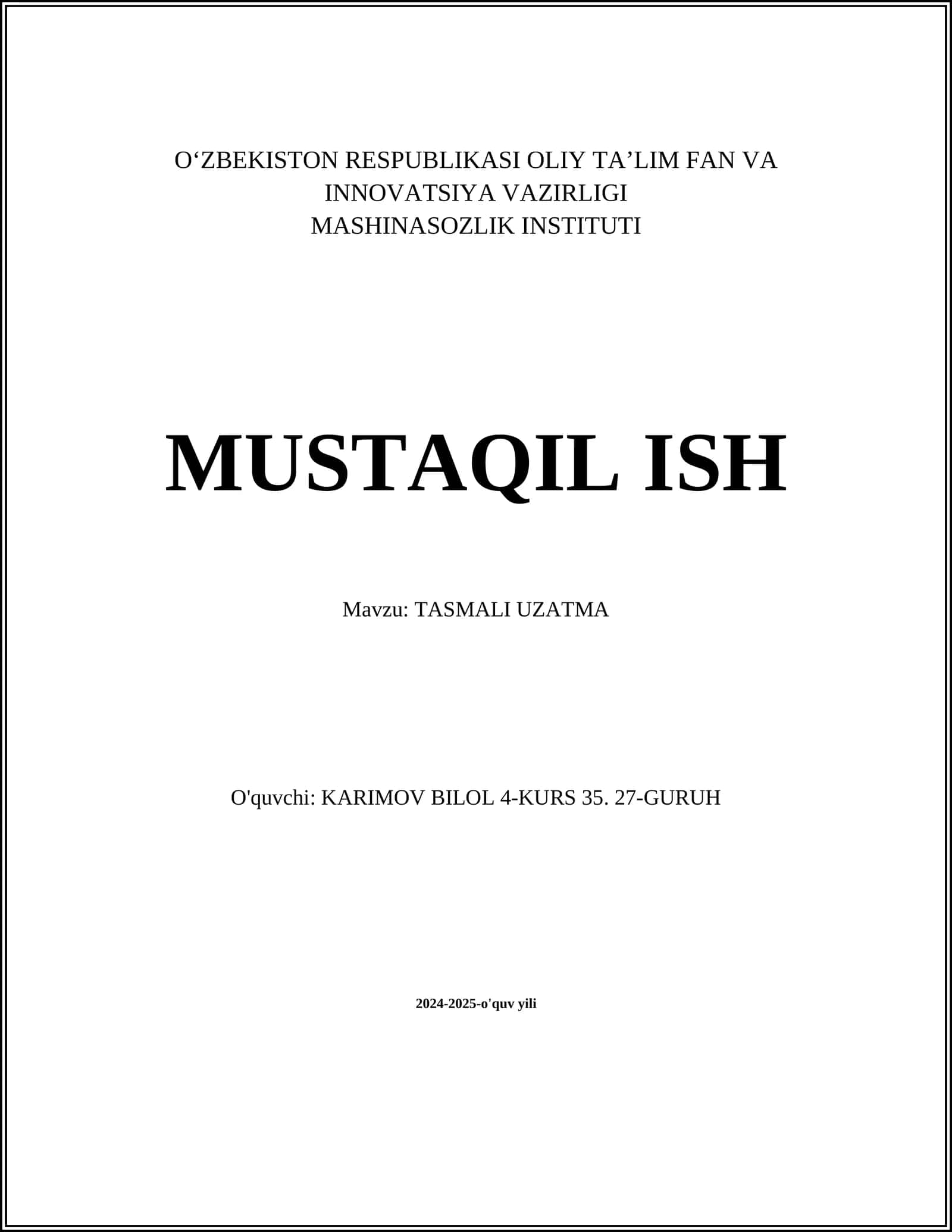 Tasmali Uzatma 1