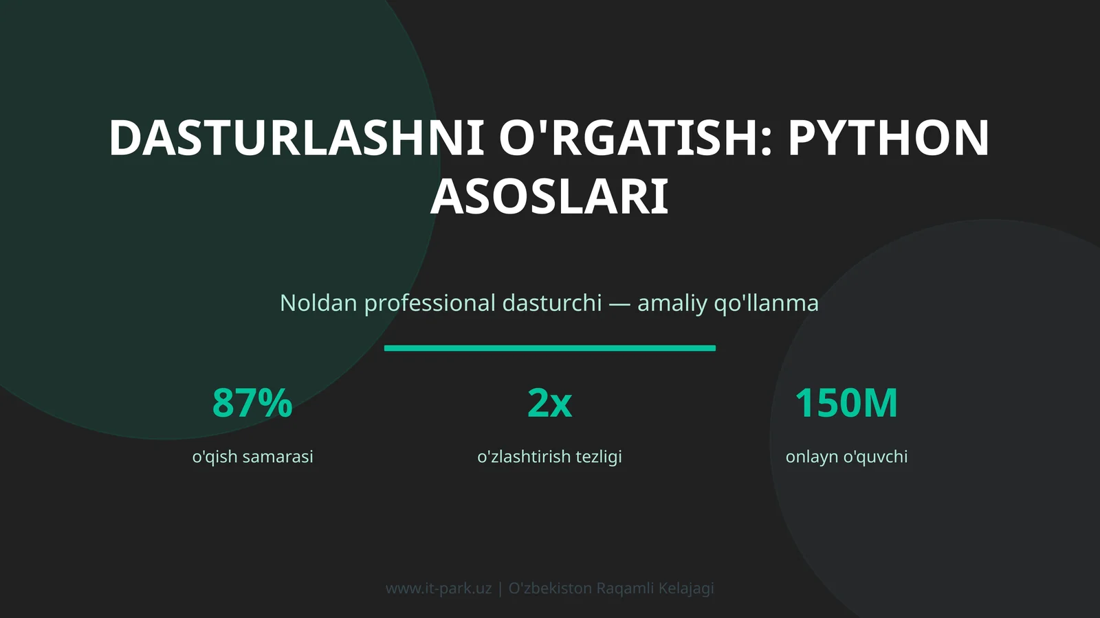 Dasturlashni o'rgatish: PYTHON ASOSLARI 1