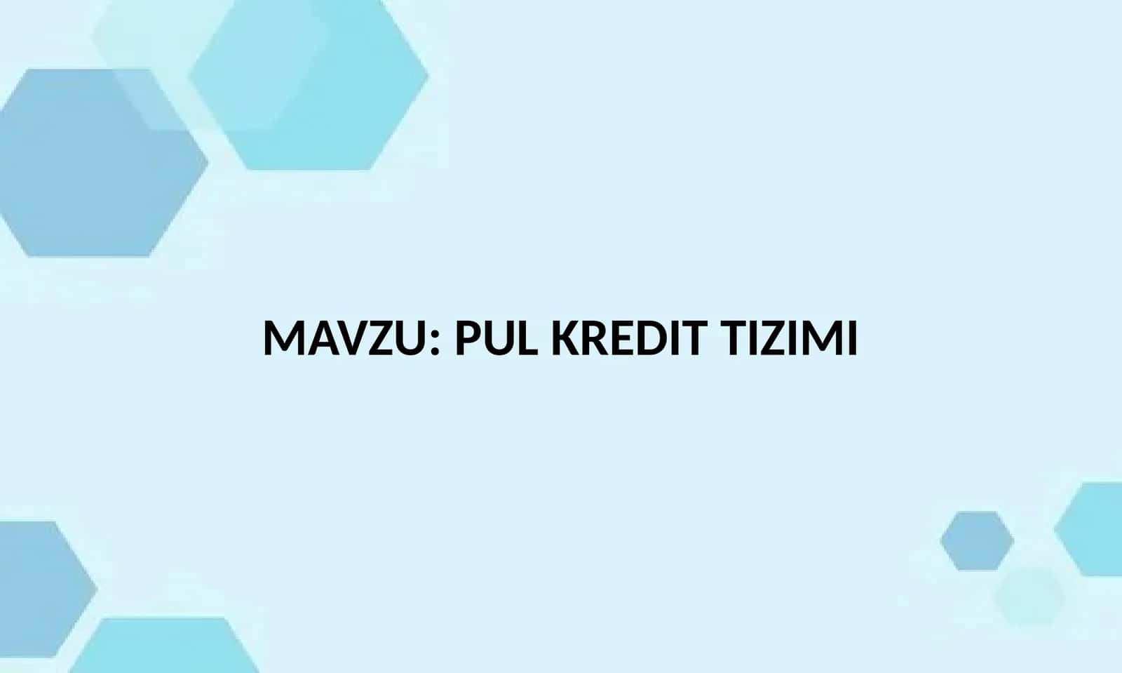 PUL KREDIT TIZIMI 1