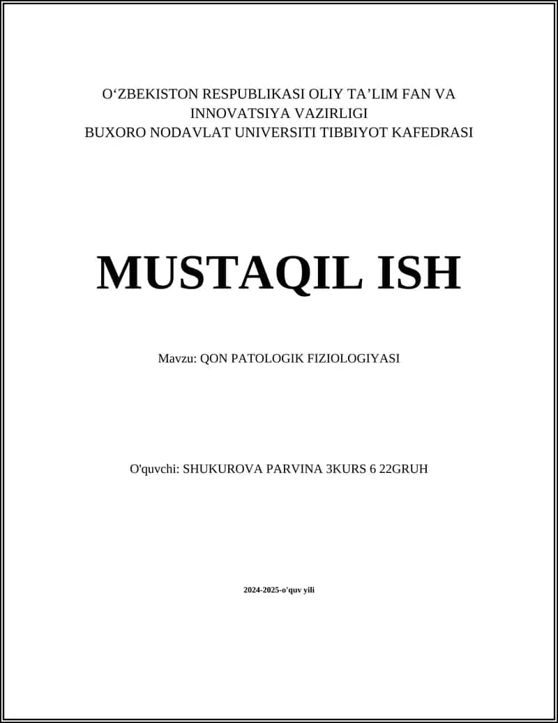 QON PATOLOGIK FIZIOLOGIYASI 1