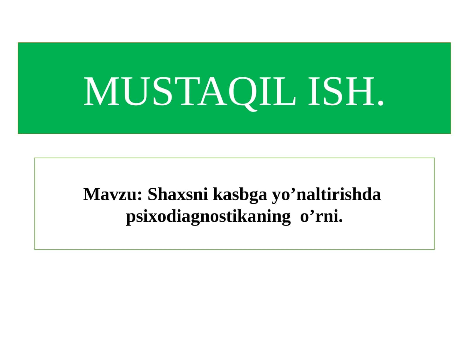 MUSTAQILISH 1