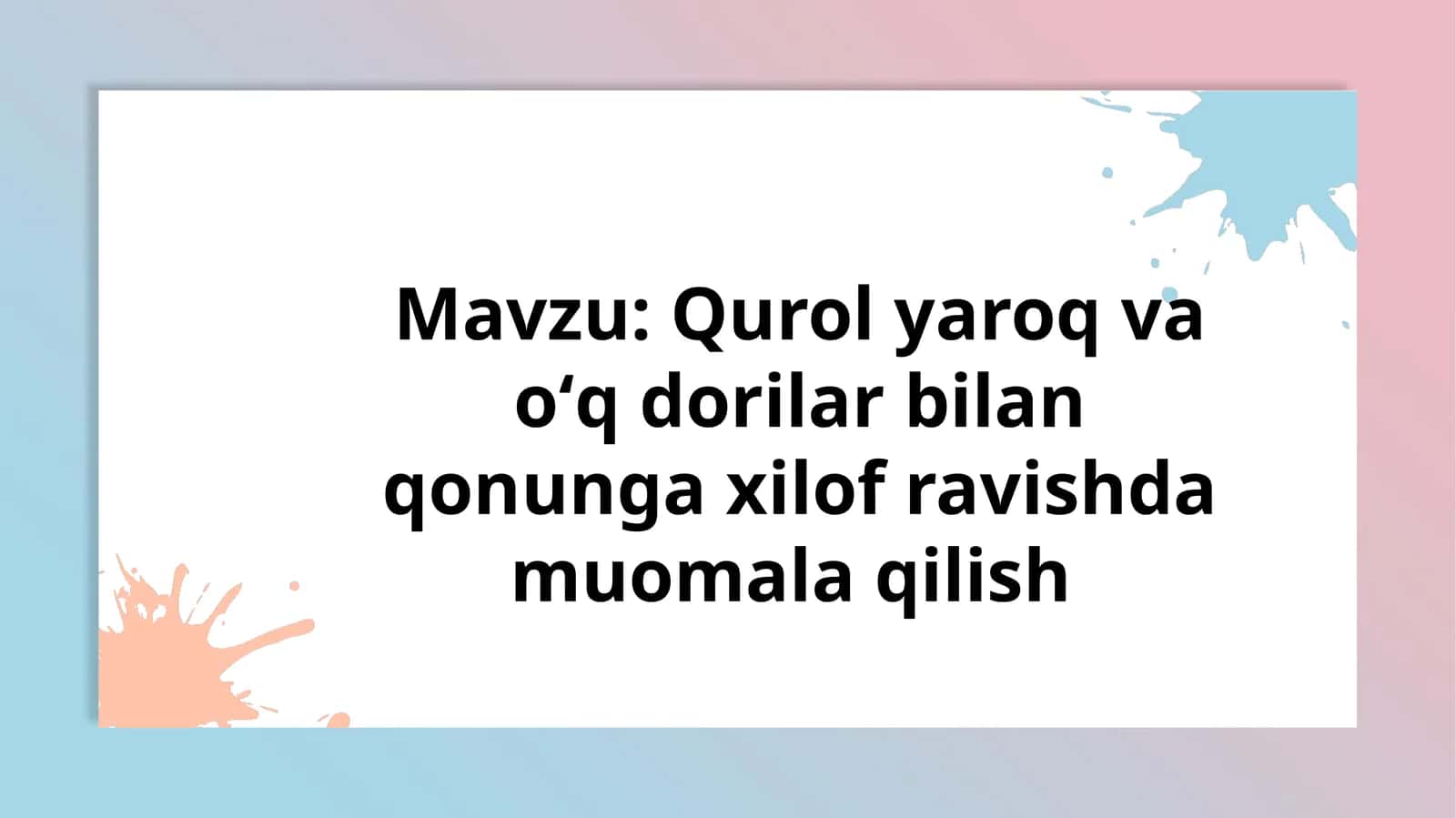 Qurol yaroq va oʻq dorilar bilan qonunga xilof ravishda muomala qilish 1