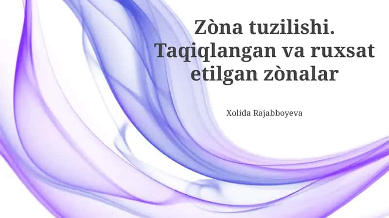 Zòna tuzilishi. Taqiqlangan va ruxsat etilgan zònalar 1