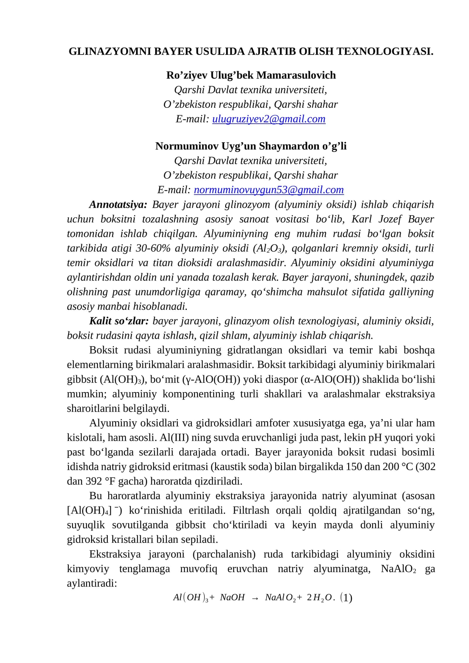 GLINAZYOMNI BAYER USULIDA AJRATIB OLISH TEXNOLOGIYASI 1