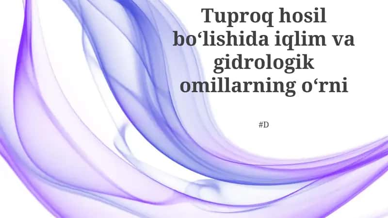 Tuproq hosil boʻlishida iqlim va gidrologik omillarning oʻrni 1