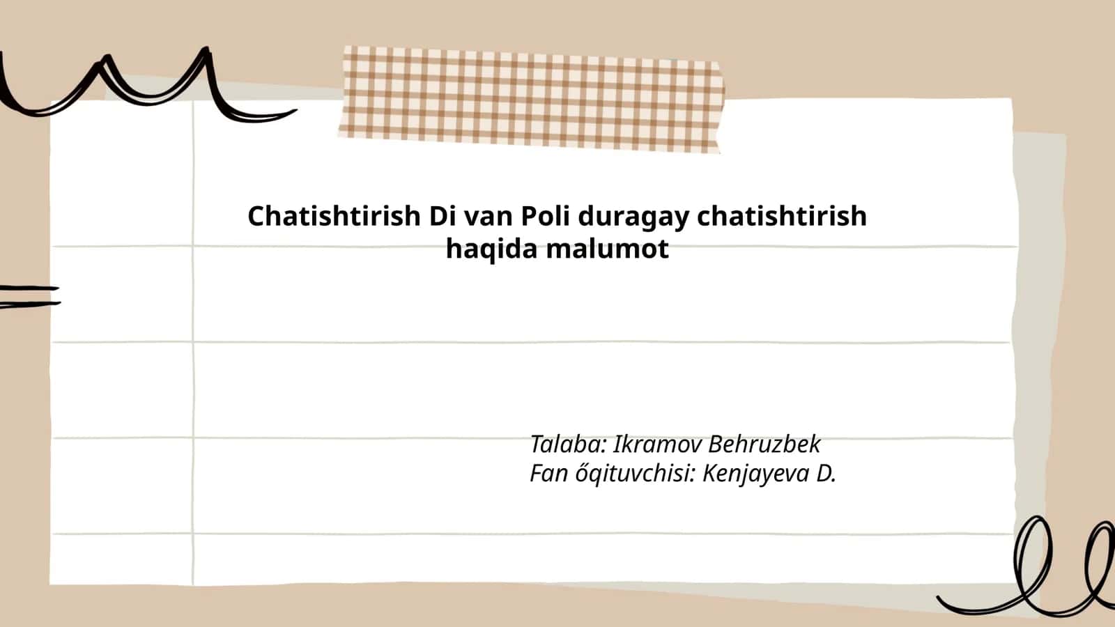 Chatishtirish Di van Poli duragay chatishtirish haqida malumot 1
