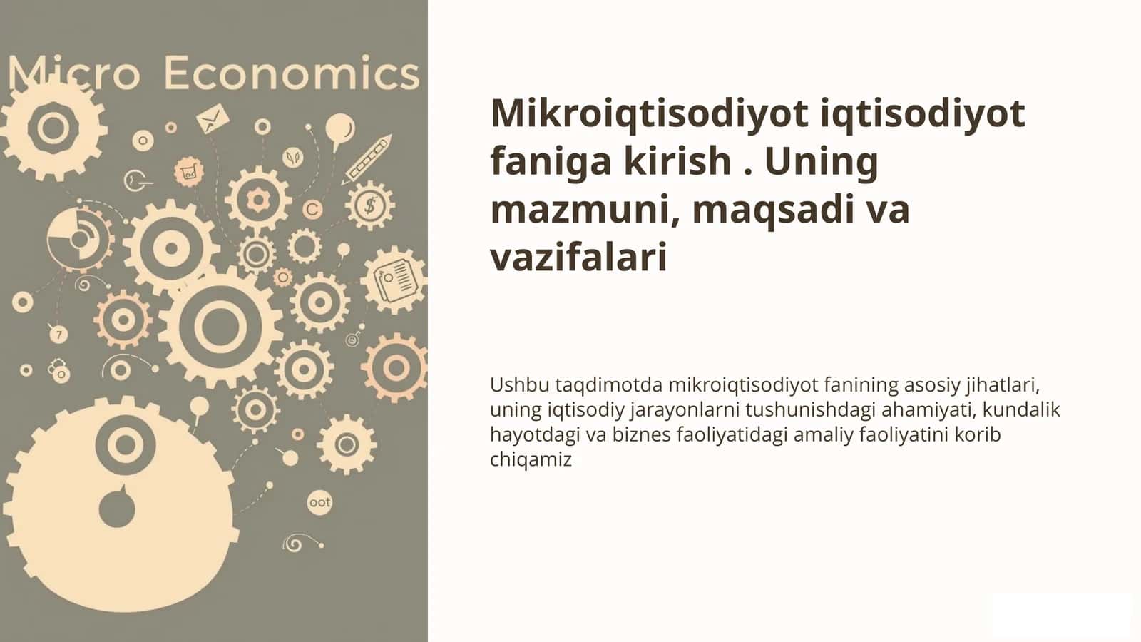 Mikroiqtisodiyot iqtisodiyot faniga kirish 1