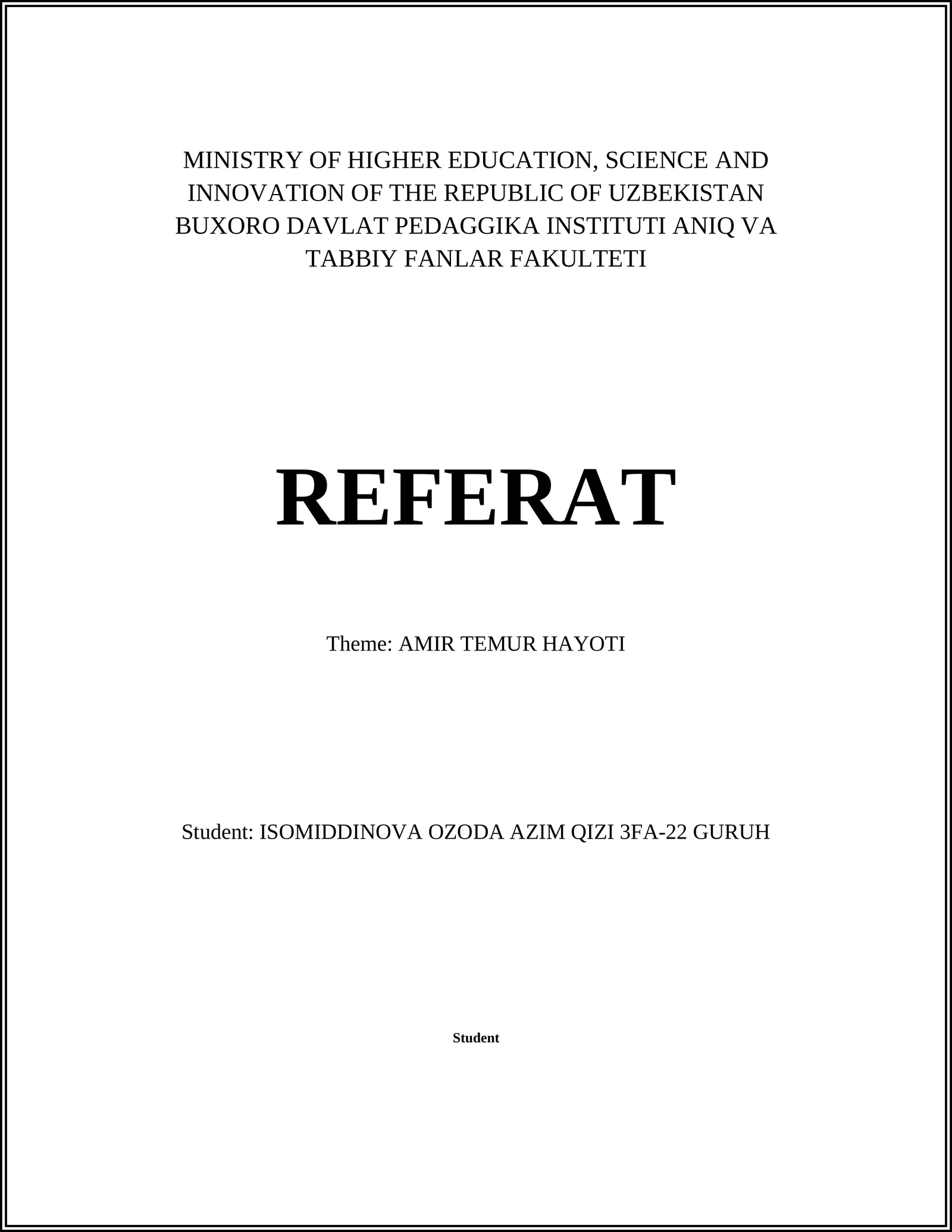 AMIR TEMUR HAYOTI 1