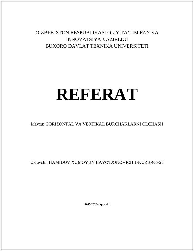 GORIZONTAL VA VERTIKAL BURCHAKLARNI OLCHASH 1