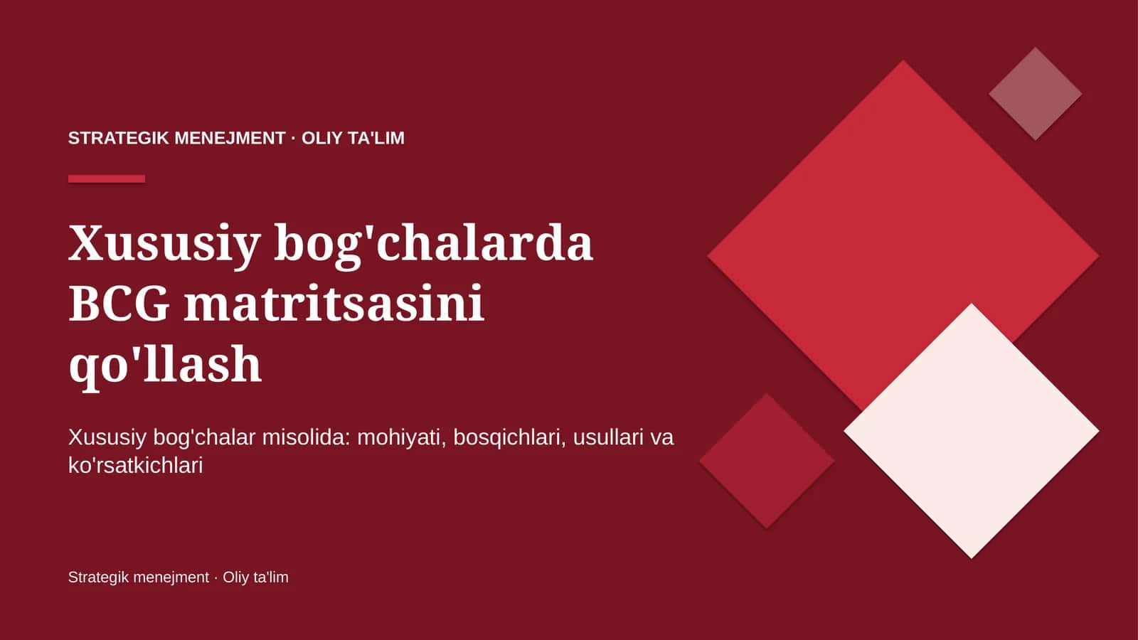 xususiy bog'chalarda bcg matritsasini qo'llash 4354 1