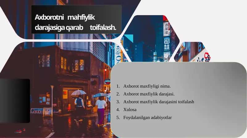 Maxfiylik darajasi va saqlash 1