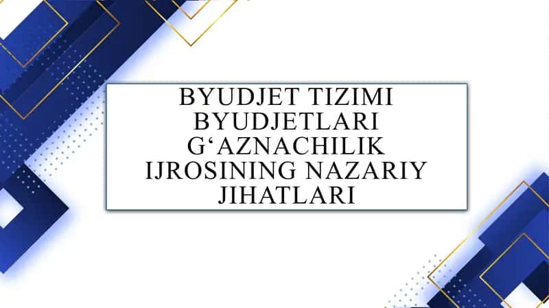 Byudjet tizimi byudjetlari g‘aznachilik ijrosining nazariy jihatlari 1