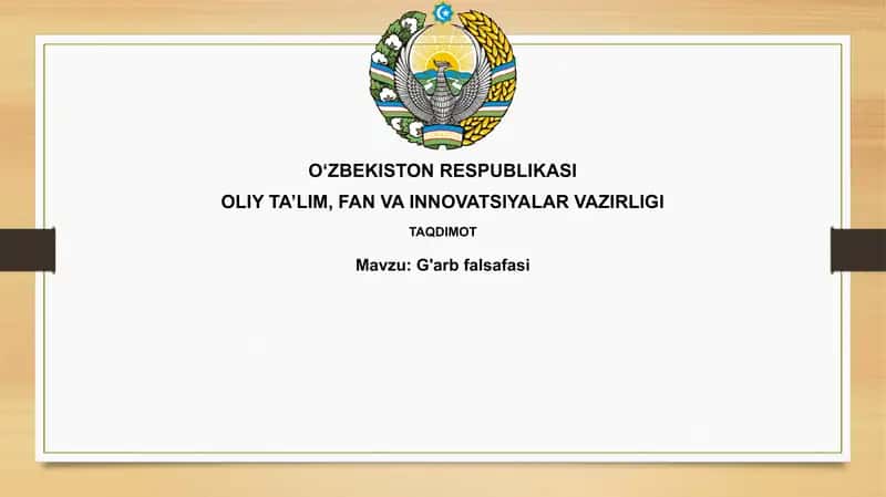 G'arbfalsafasi 1