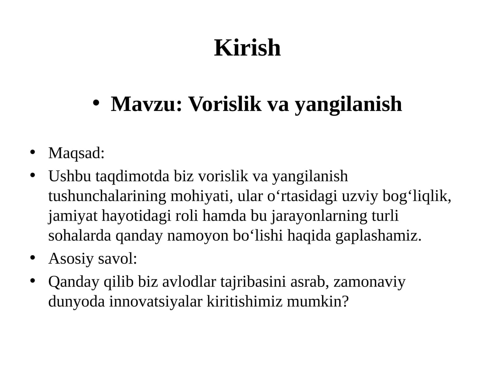 Vorislik va yangilanish 1
