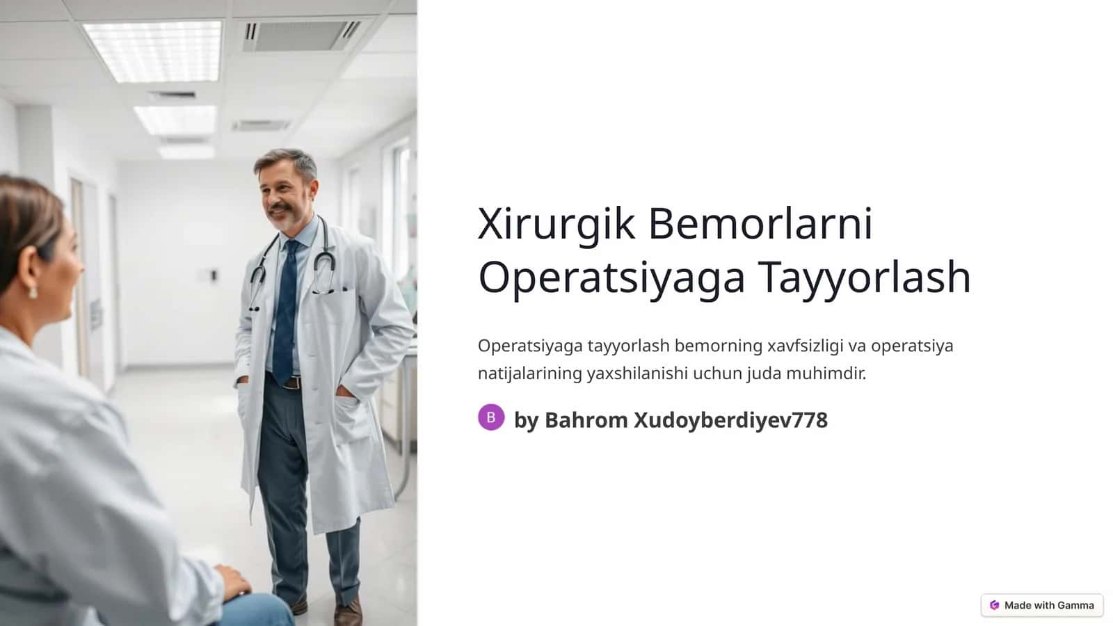 Xirurgik Bemorlarni Operatsiyaga Tayyorlash 1