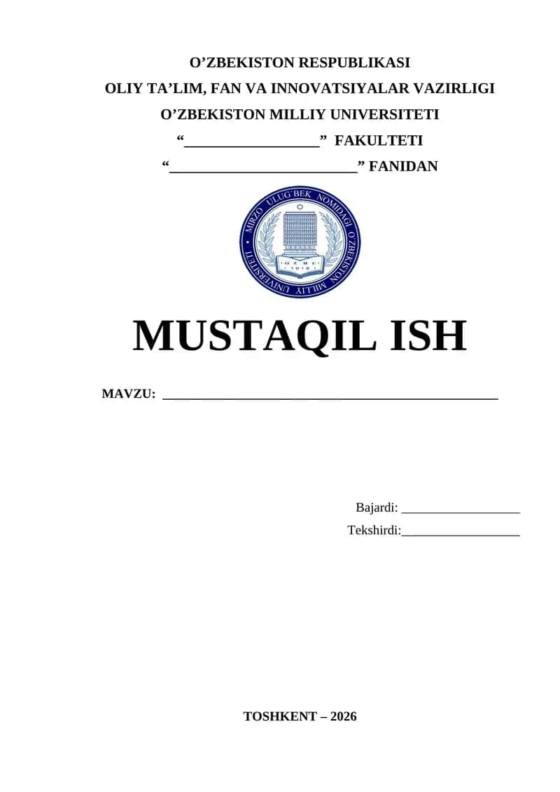 Mustaqil ish yuzi 1