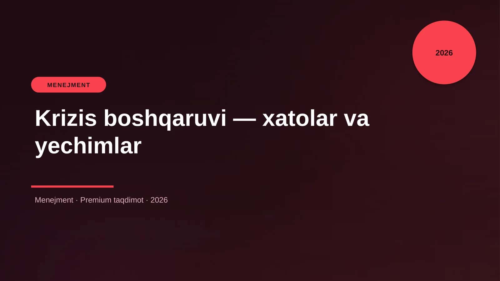 Krizis boshqaruvi — xatolar va yechimlar 2