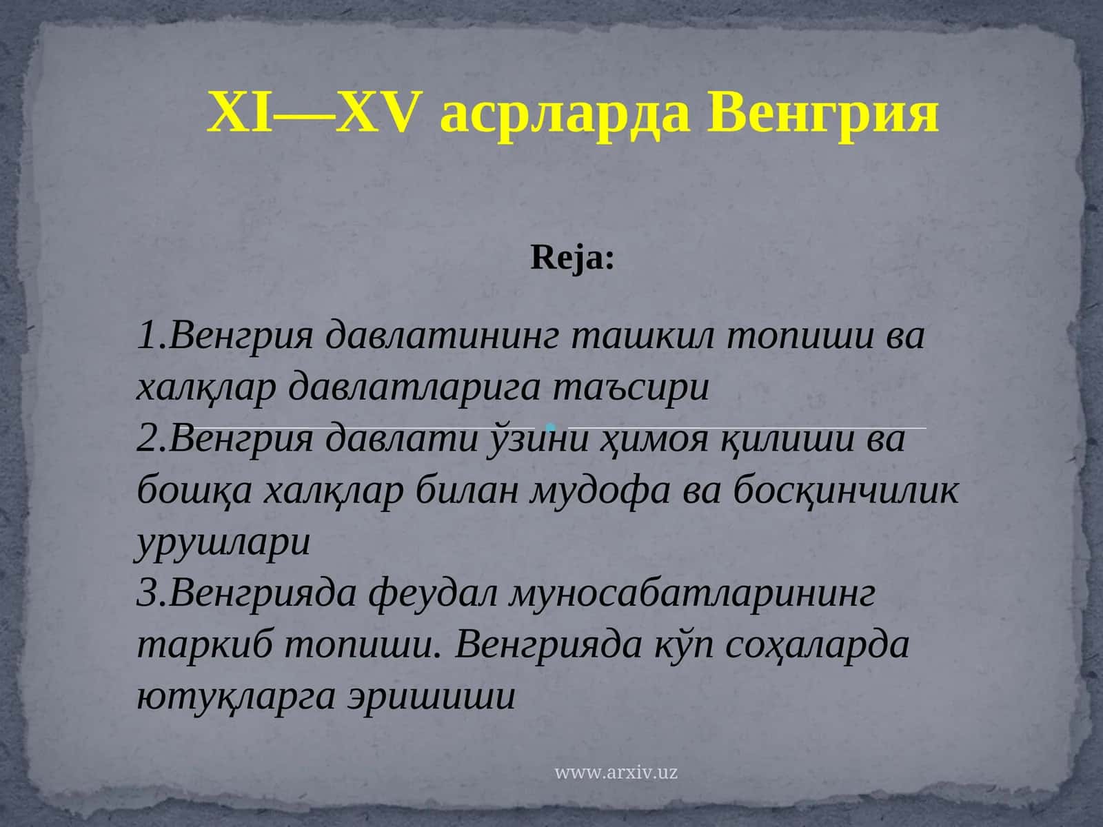 Vengriya Davlatining Tashkil Topishi 1