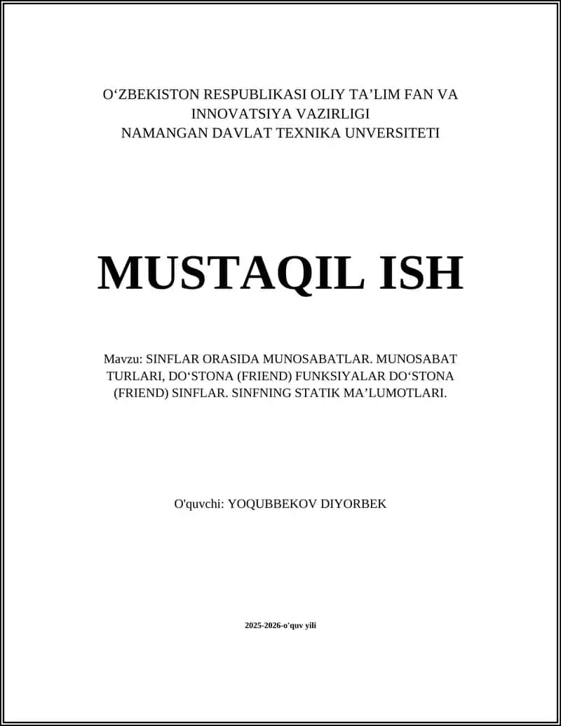 SINFLAR ORASIDA MUNOSABATLAR 1
