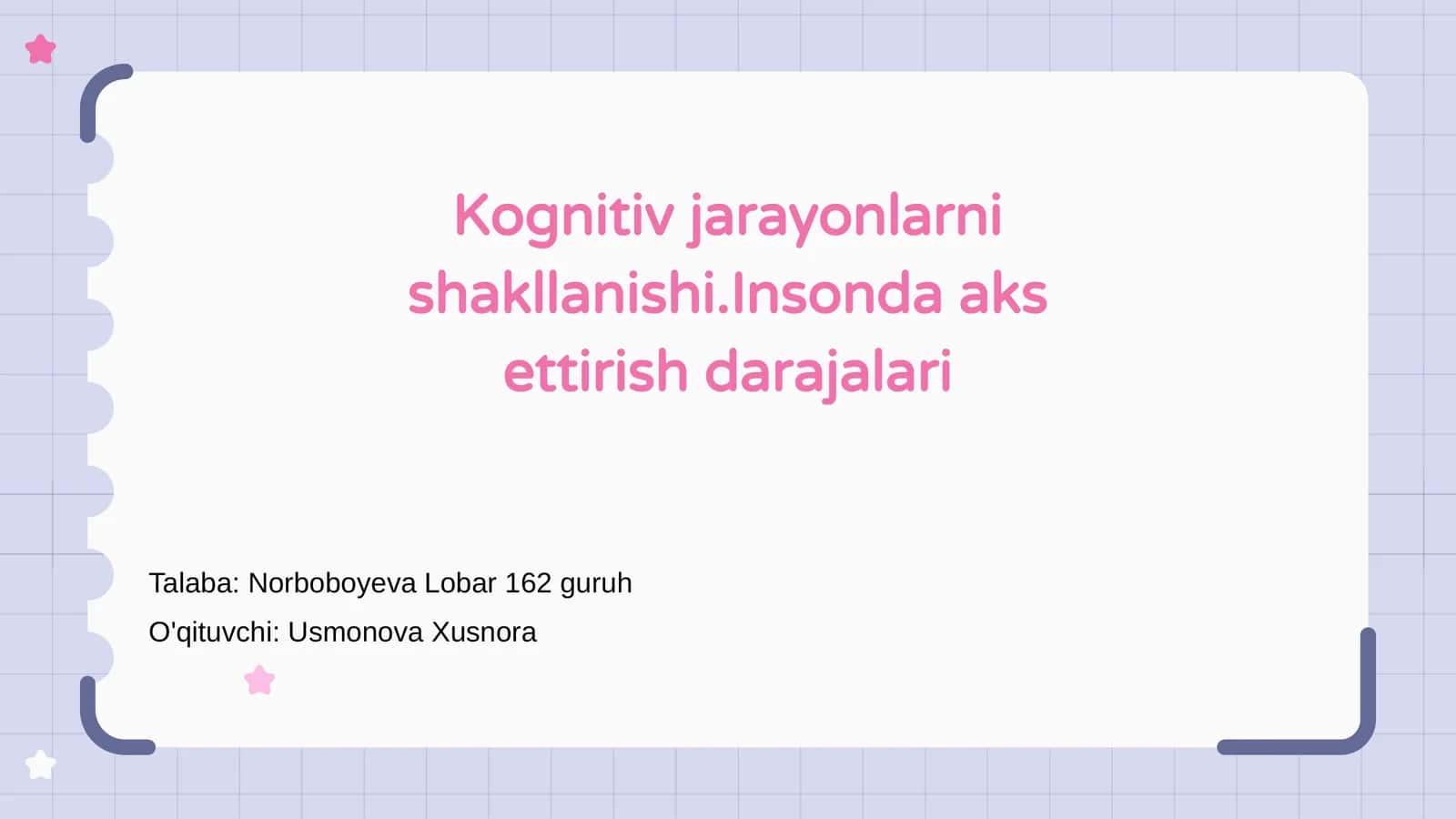 Kognitiv jarayonlarni shakllanishi 1
