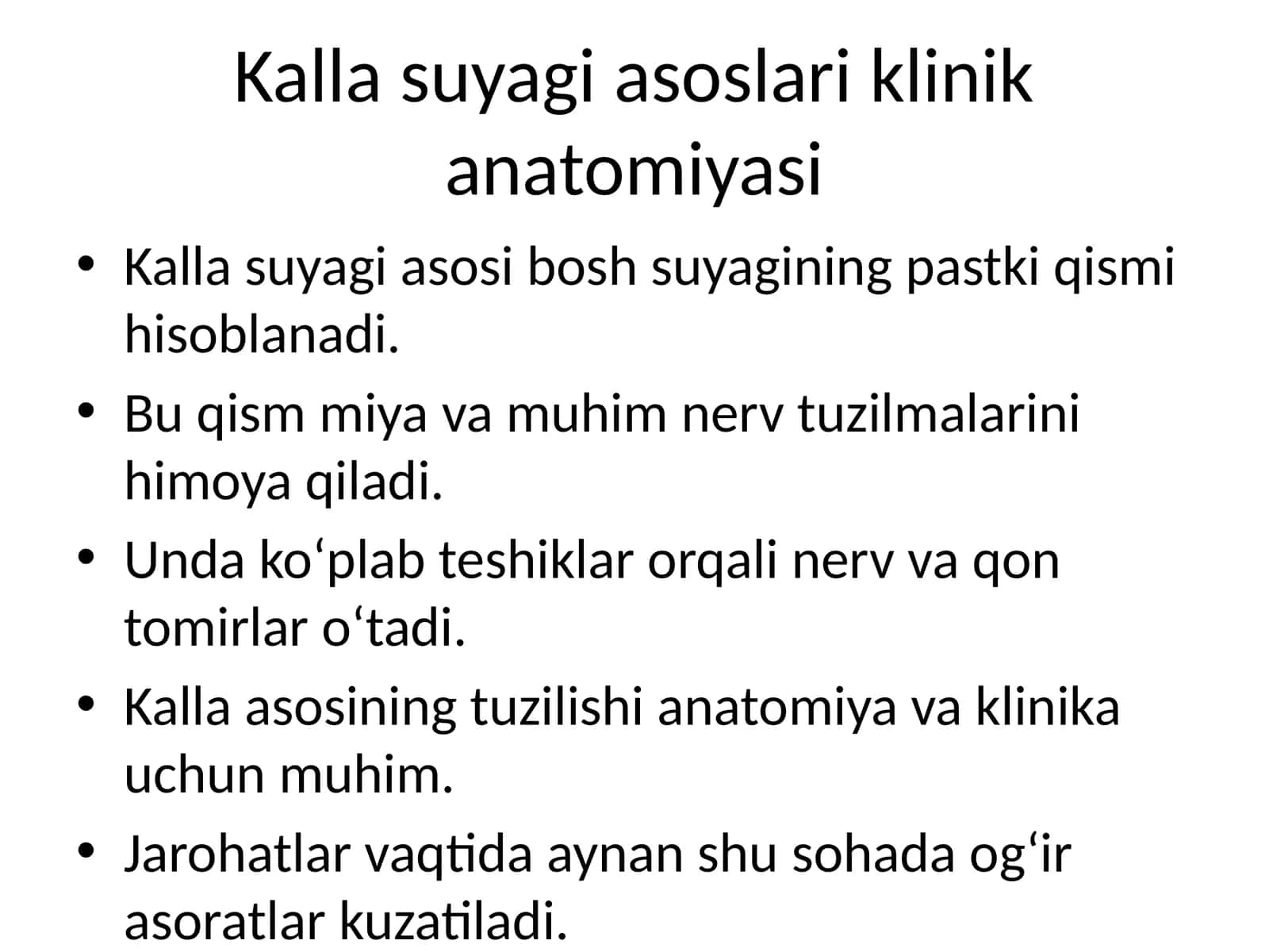 Kalla suyagi asoslari klinik anatomiyasi 1