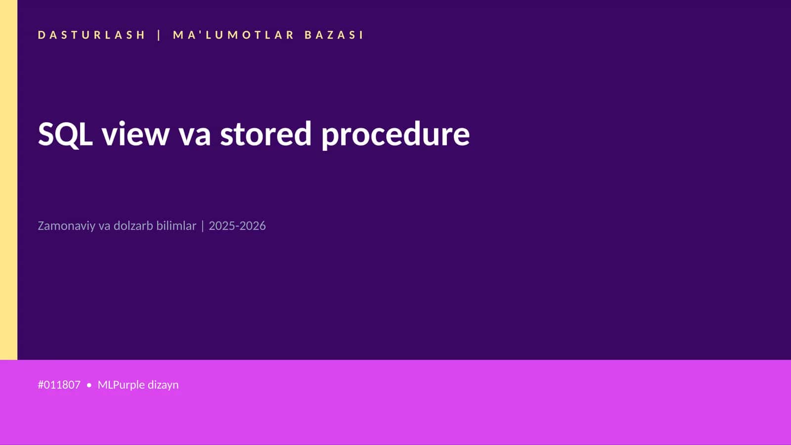 SQL view va stored procedure 1