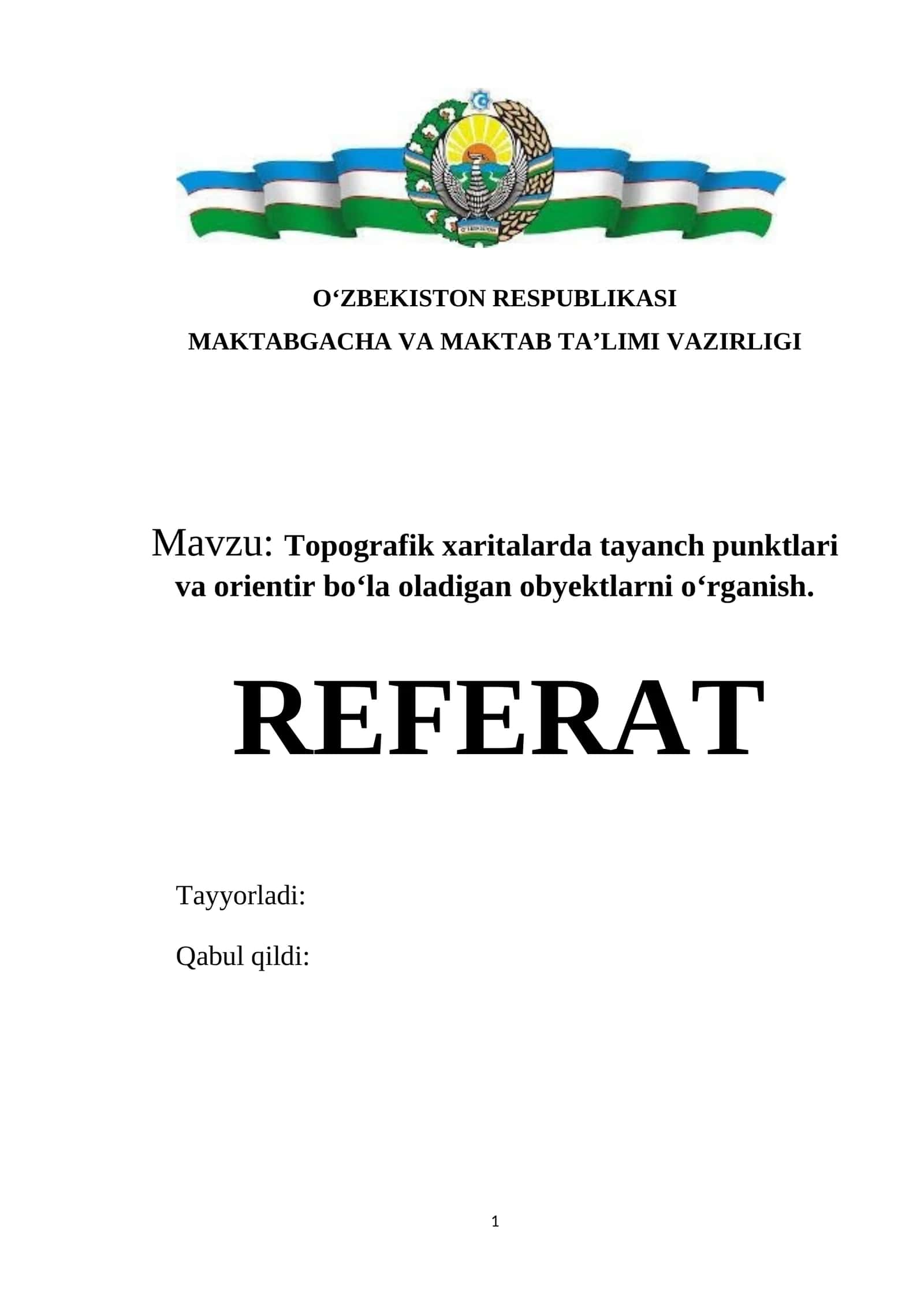 Topografik xaritalarda tayanch punktlari va orientir bo‘la oladigan obyektlarni o‘rganish. 1
