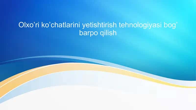 Olxo’ri ko’chatlarini yetishtirish tehnologiyasi.Bog' barpo etish 1