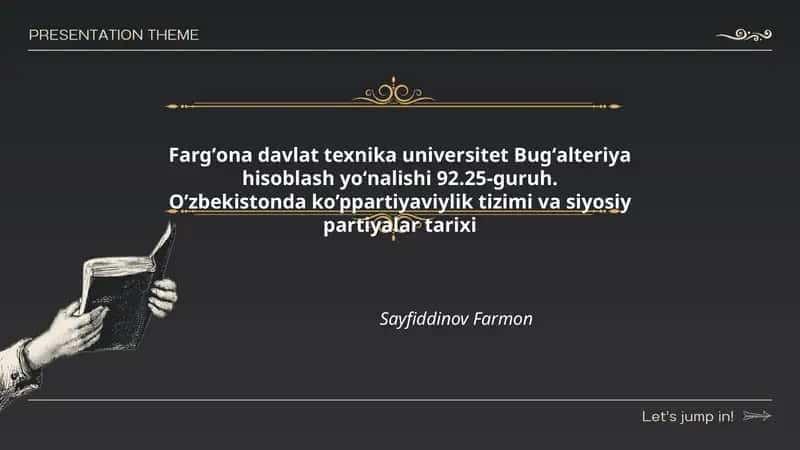 Ko’ppartiyaviylik tizimi va siyosiy partiyalar tarixi 1