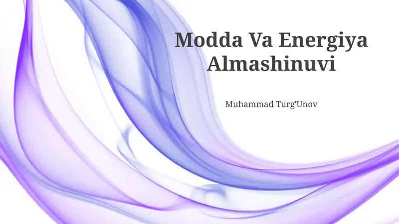 Modda Va Energiya Almashinuvi 1