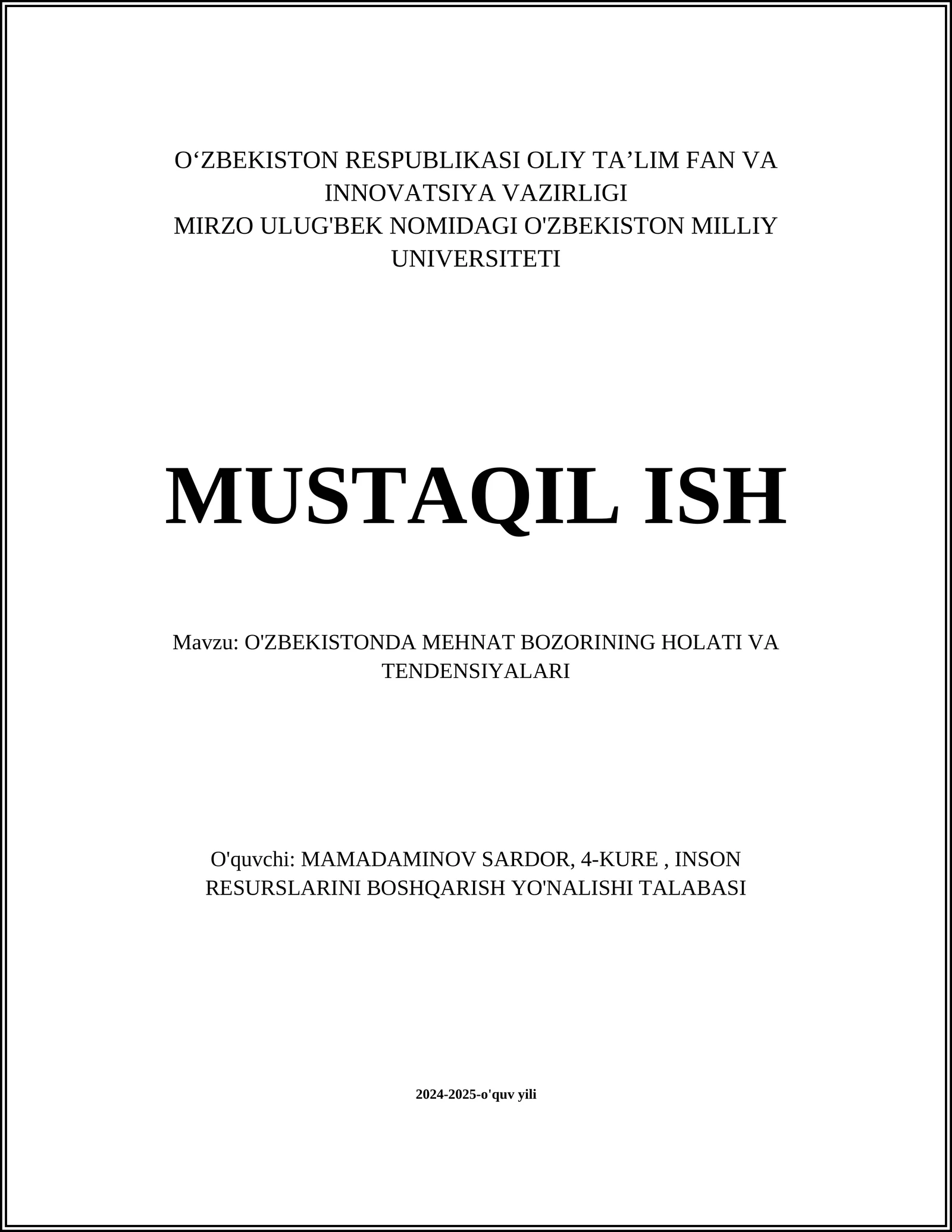 O'zbekistonda mehnat bozorining holati va tendensiyalari 1