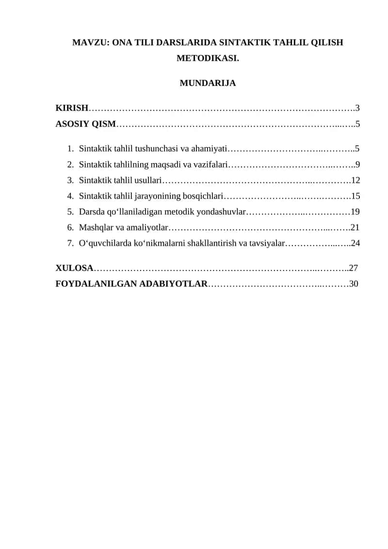 Ona tili darslarida sintaktik tahlil qilish metodikasi 1