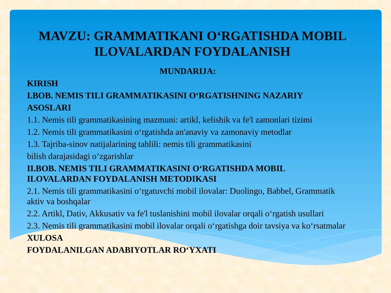 Nemis tili grammatikasini oʻrgatishda mobil ilovalardan foydalanish 1