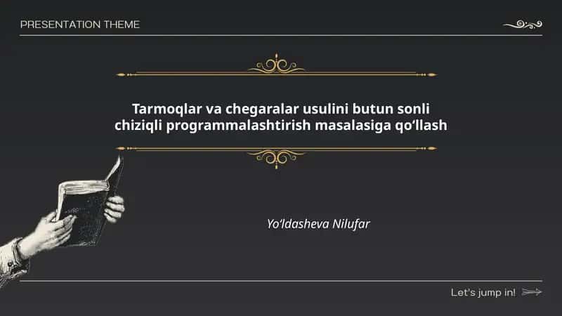 Butun sonli chiziqli programmalashtirish 1