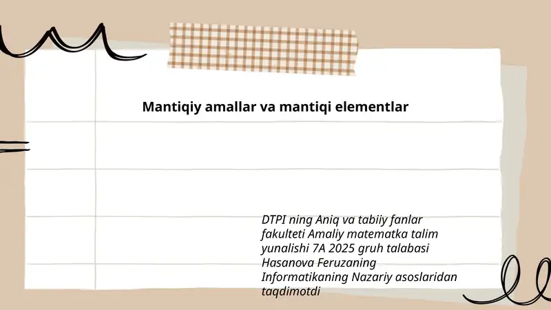 Mantiqiy amallar va mantiqi elementlar 1