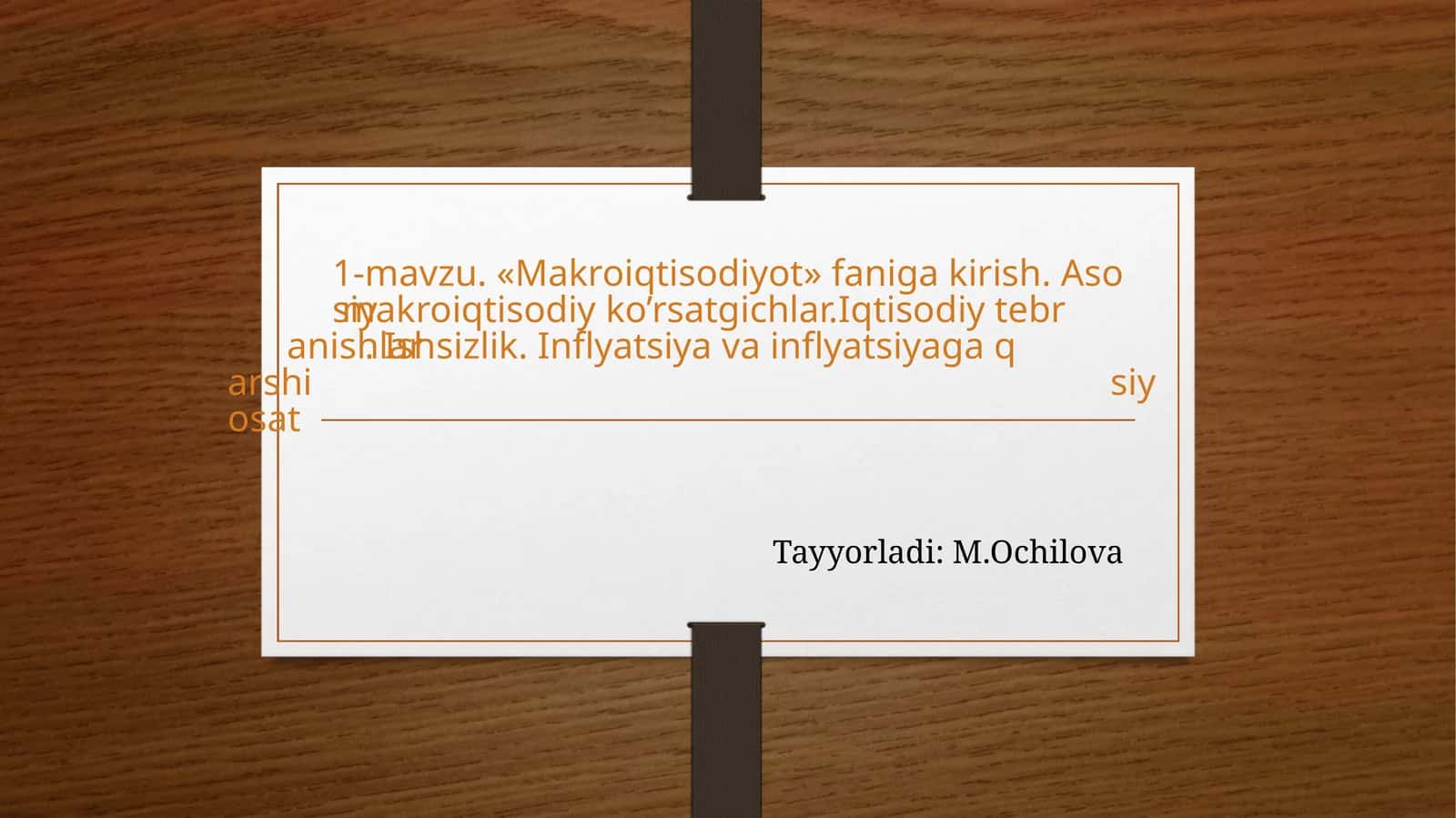 «Makroiqtisodiyot»fanigakirish 1