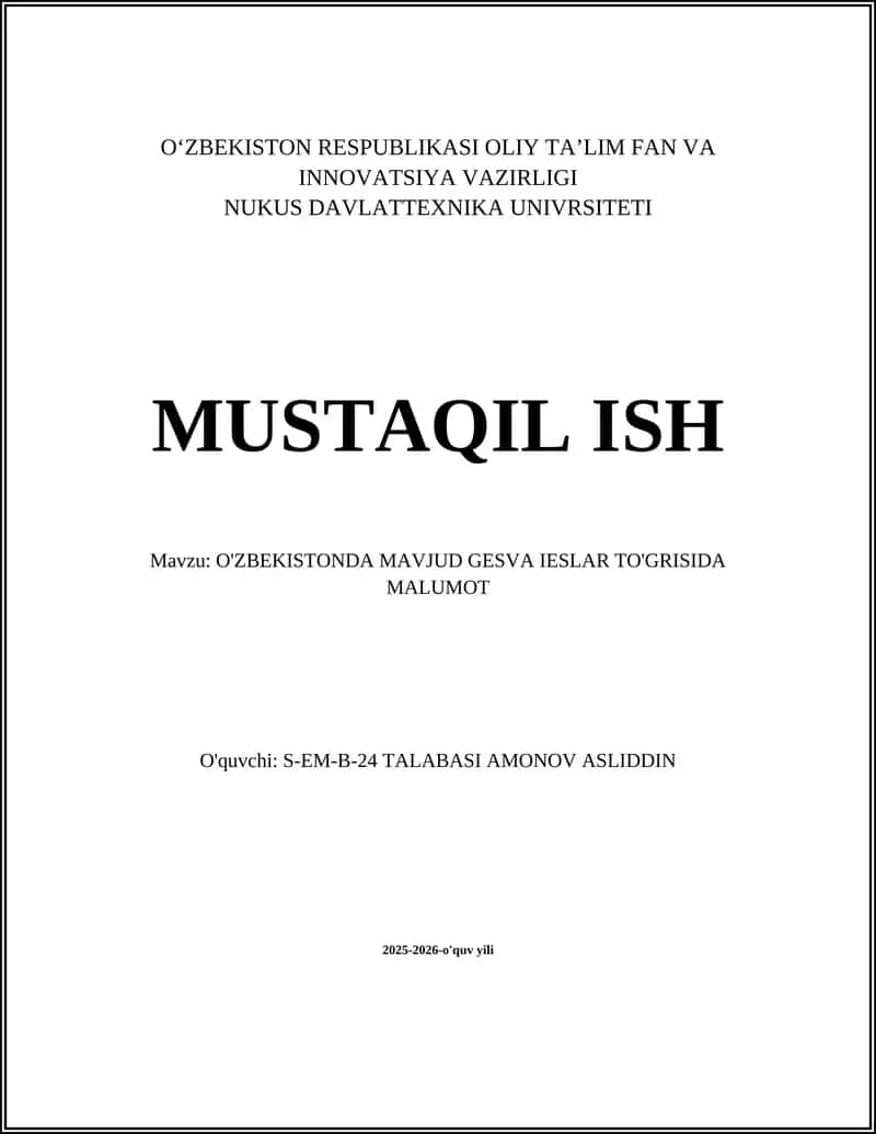 O'zbekistonda Mavjud GES va IESlar To'grisida Malumot 1