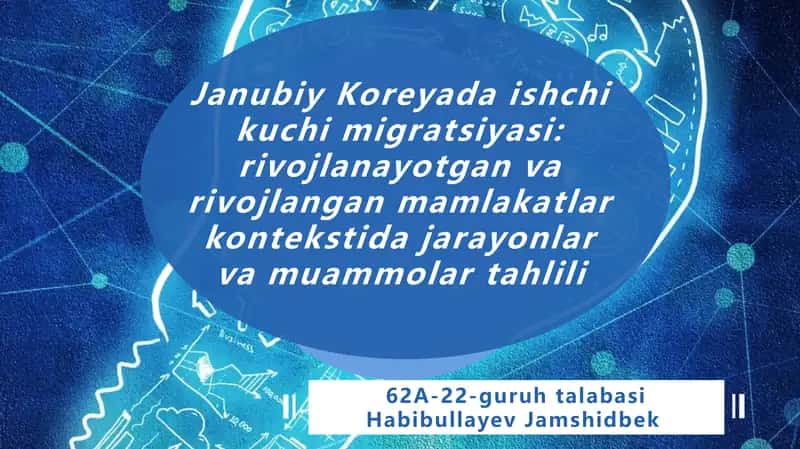 Janubiy Koreyada ishchi kuchi migratsiyasi: rivojlanayotgan va rivojlangan mamlakatlar kontekstida jarayonlar va muammolar tahlili 1