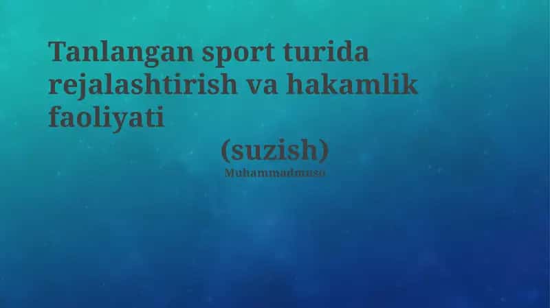 Tanlangan sport turida rejalashtirish va hakamlik faoliyati 1
