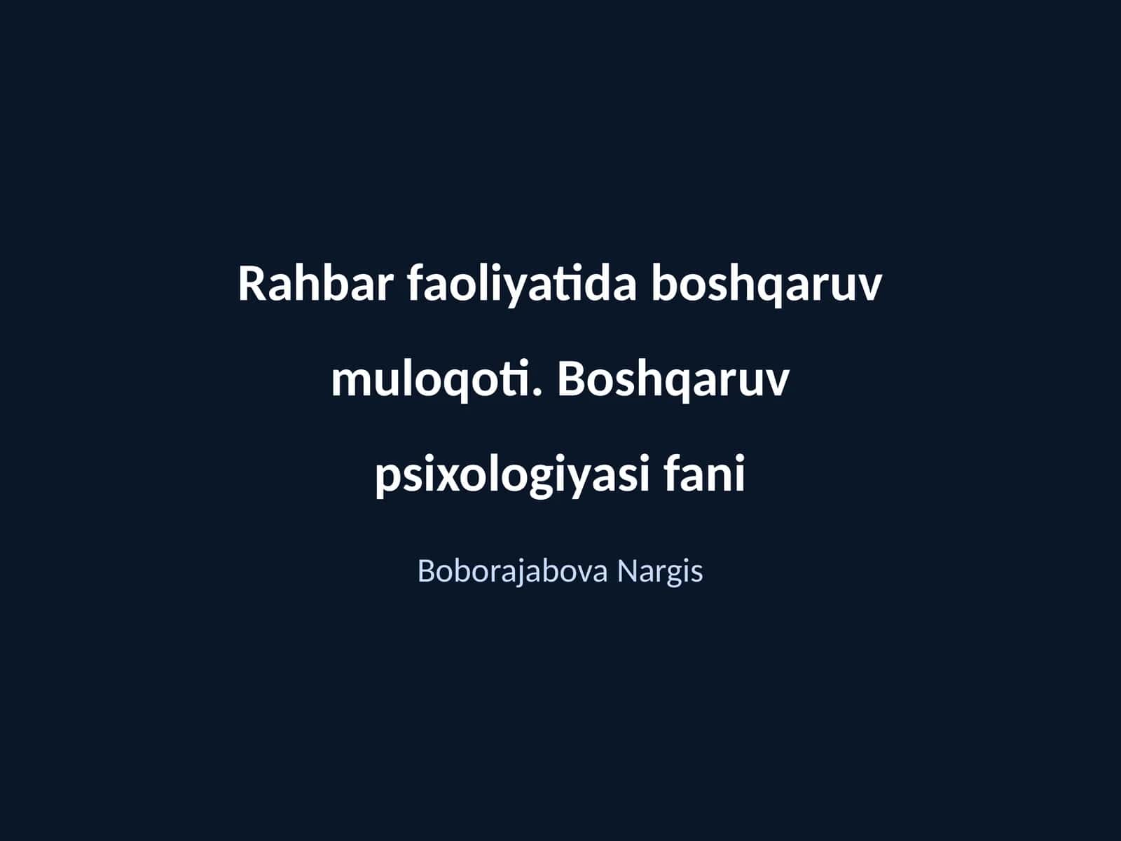 Boshqaruv muloqoti 1