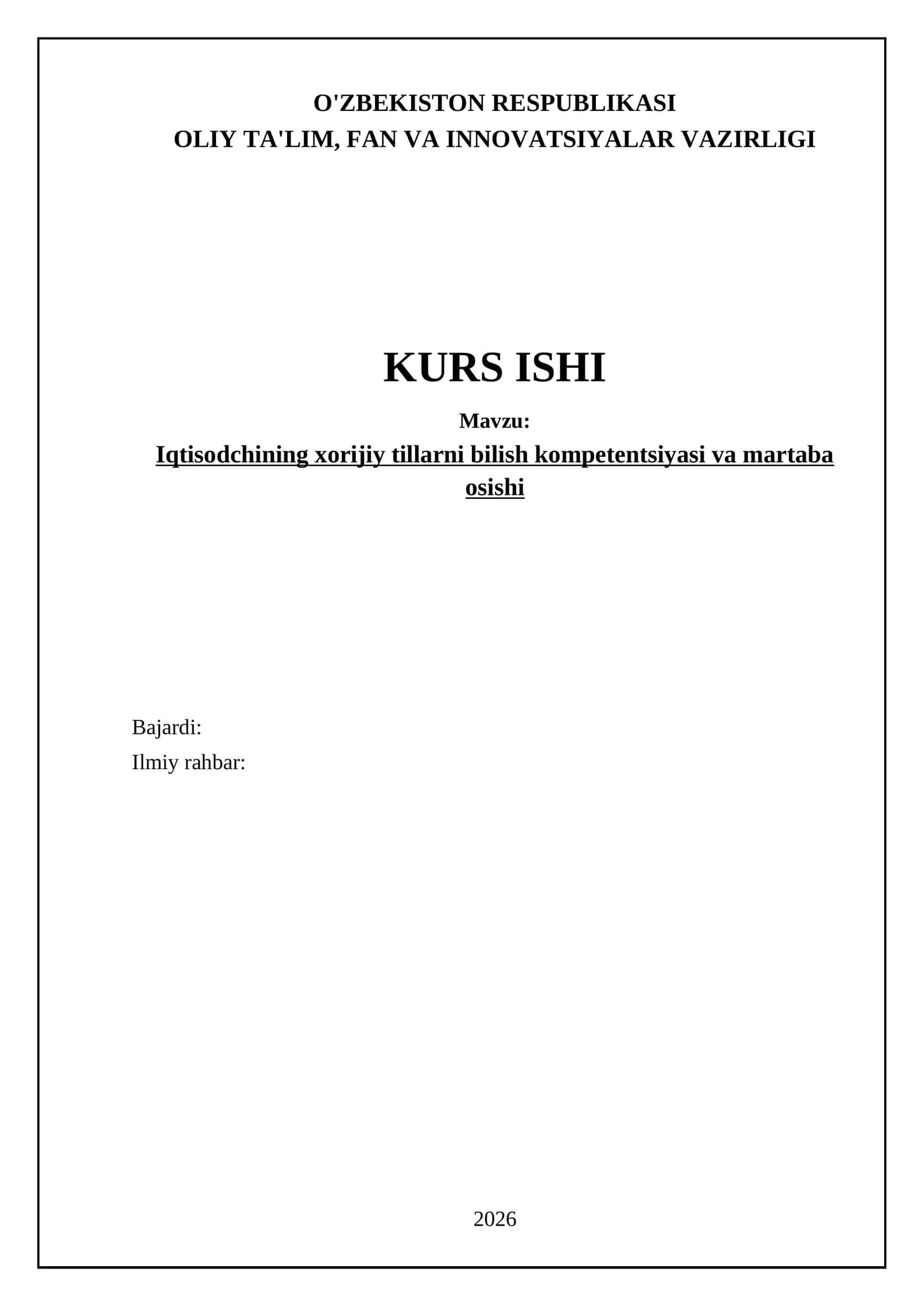 Iqtisodchining xorijiy tillarni bilish kompetentsiyasi va martaba osishi 1