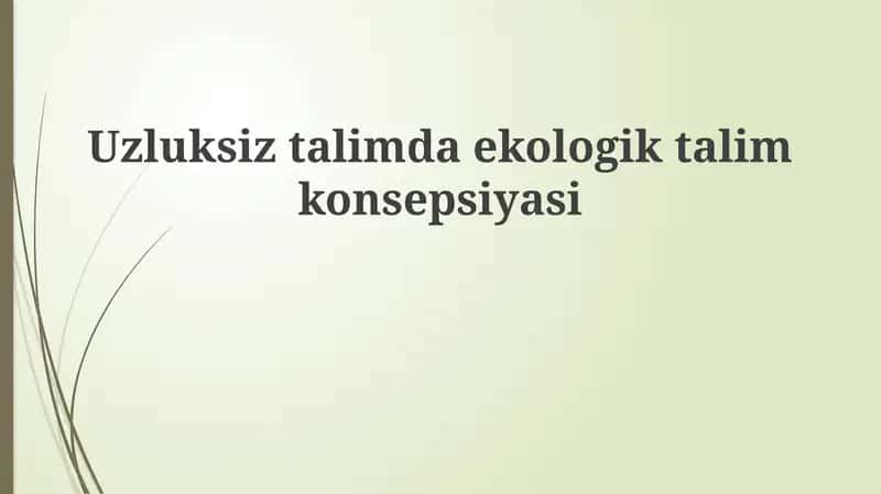 Ekologik ta'lim 1