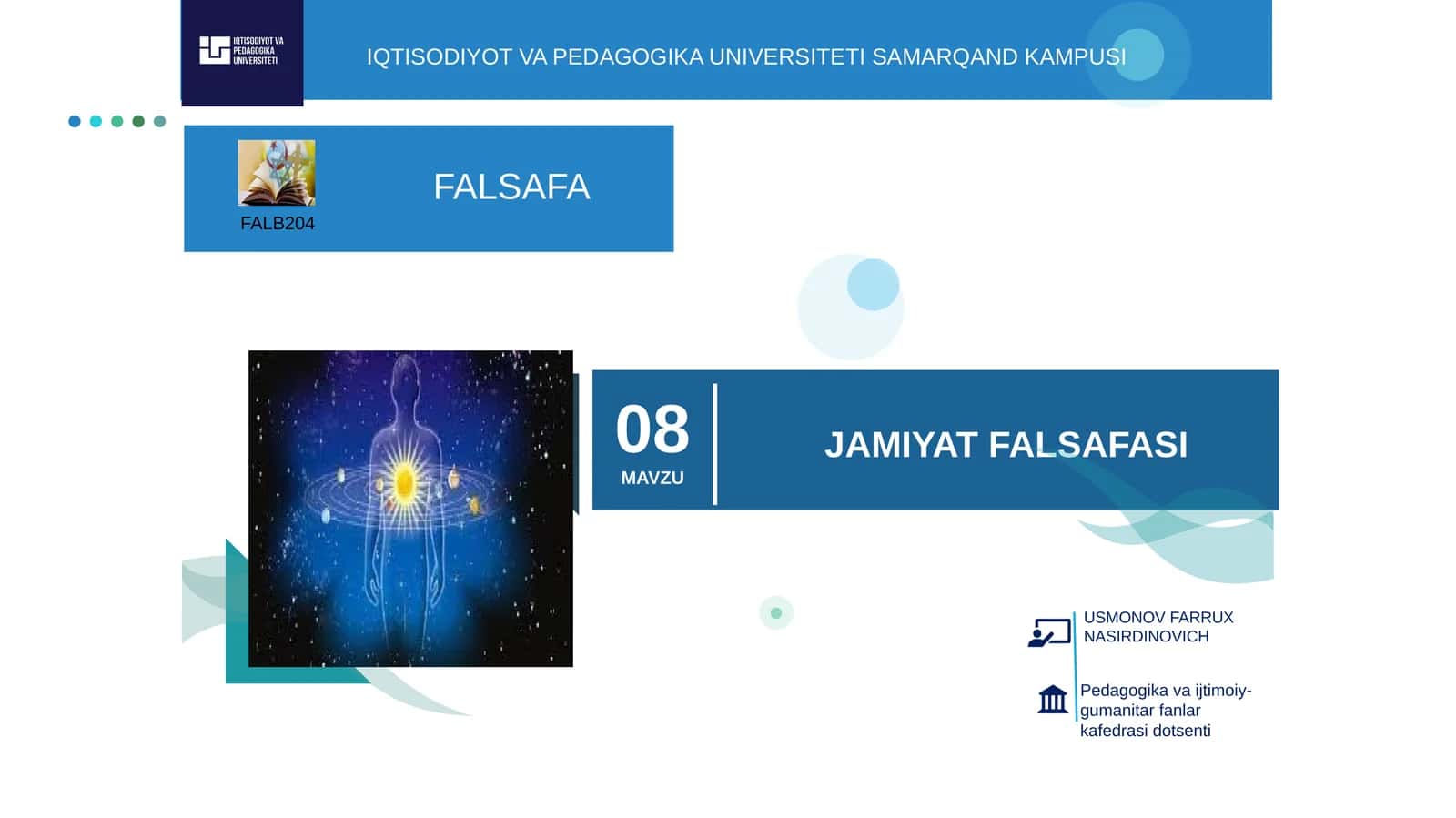 JAMIYAT VA INSON FALSAFASI 1