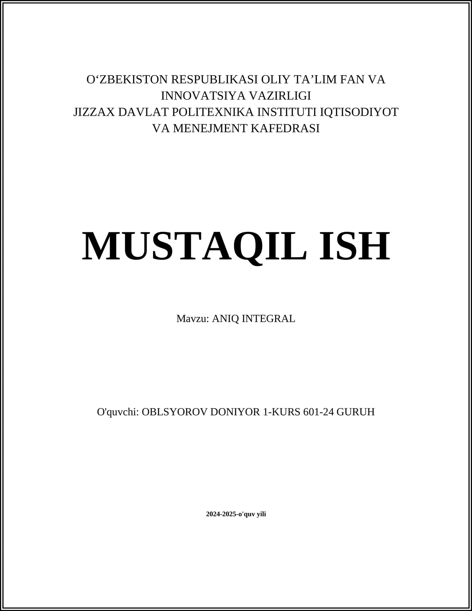 ANIQ INTEGRAL 1