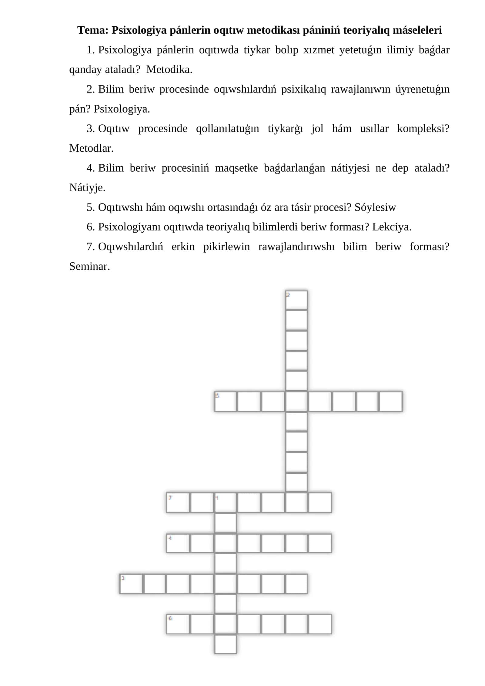Psixologiya pánlerin oqıtıw metodikası pániniń teoriyalıq máseleleri 1